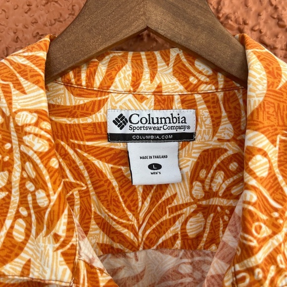 Jimmy Buffett &The Coal Reef Columbia Men’s Hawaiian Print Shirt Sz Large Orange - Picture 2 of 6